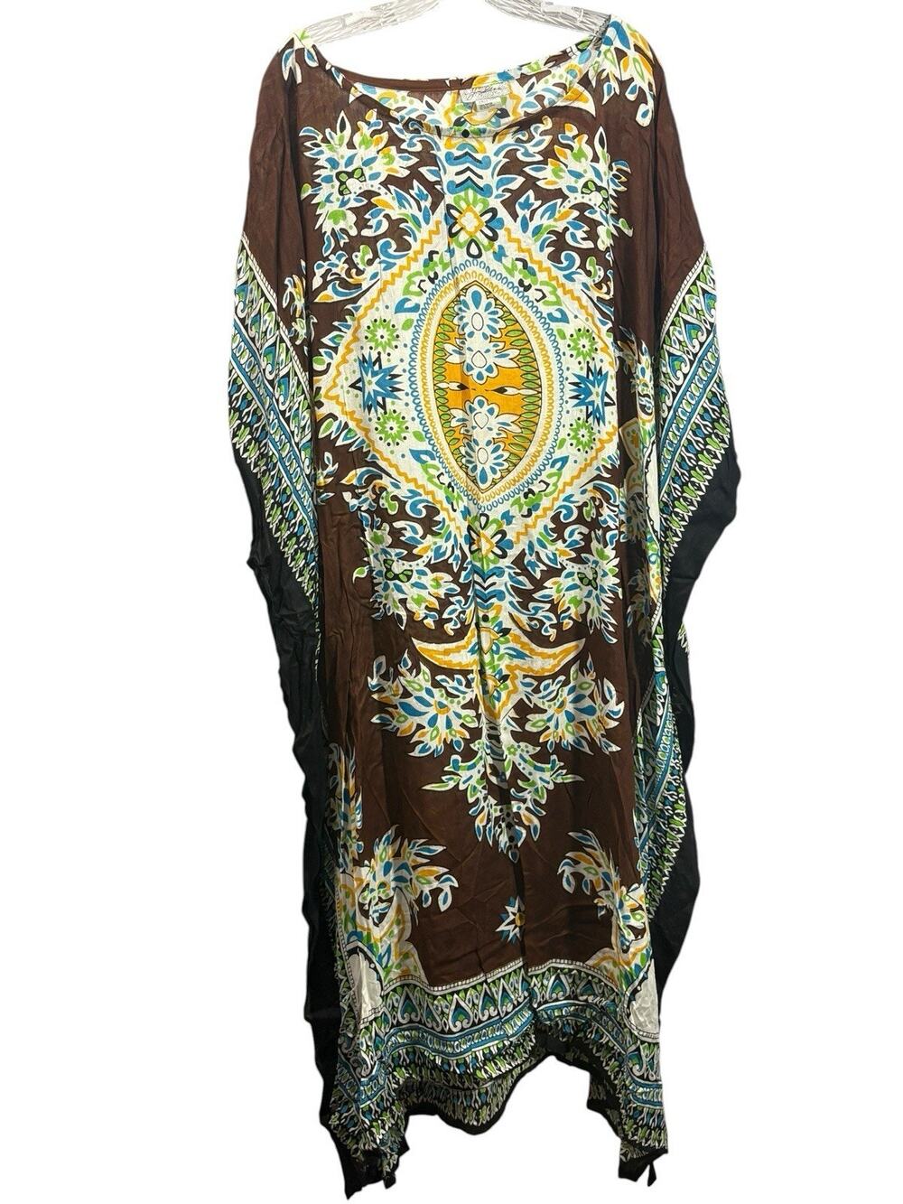 Indian Vintage Long Beach Maxi Kaftan Dress One Size Caftan Kimono